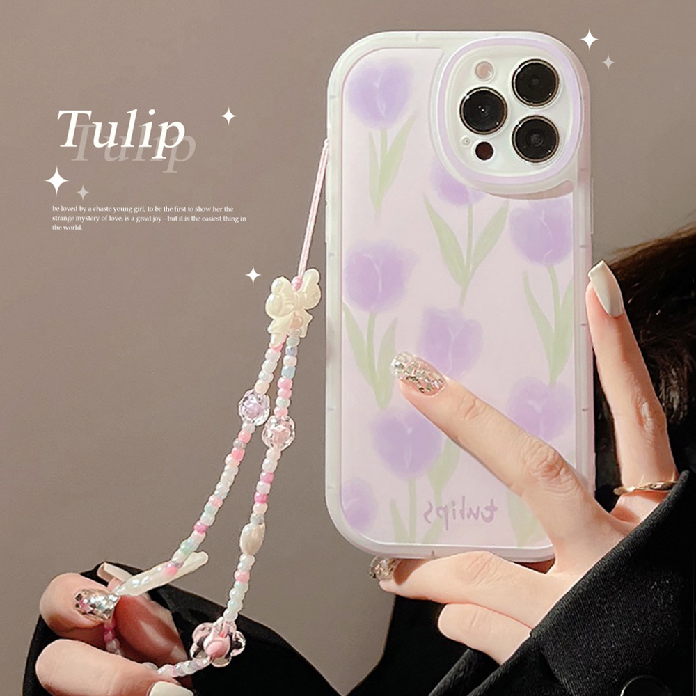 Phone Accessories Quotes - 튤립 꽃 무늬 폰 케이스 손목