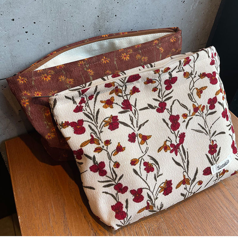 여성용 휴대용 코듀로이 빈티지 꽃 메이크업 가방, 여행 - Phone Accessories Wholesale In China 리뷰 및 가격
