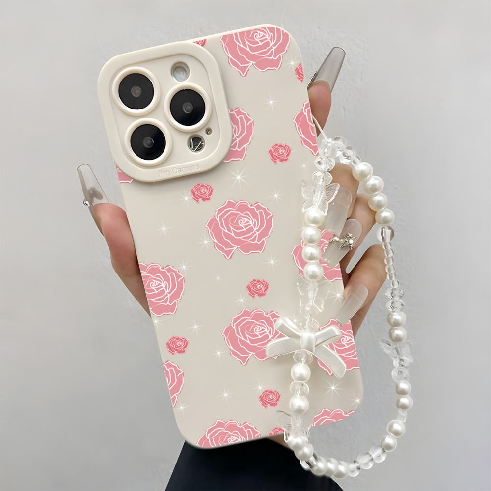 핑크 로즈 INS 손목 스트랩 폰 케이스 (아이폰 17 - Phone Accessories Quotes 리뷰 및 가격