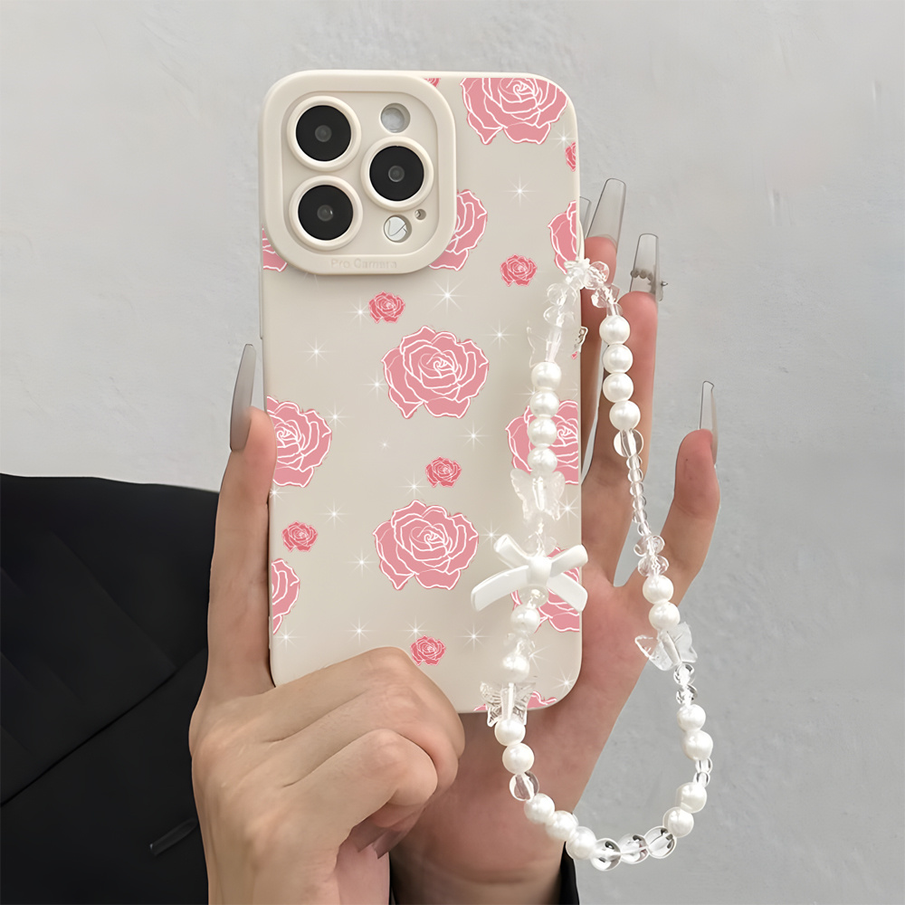 핑크 로즈 INS 손목 스트랩 폰 케이스 (아이폰 17 - Phone Accessories Quotes 리뷰 및 가격