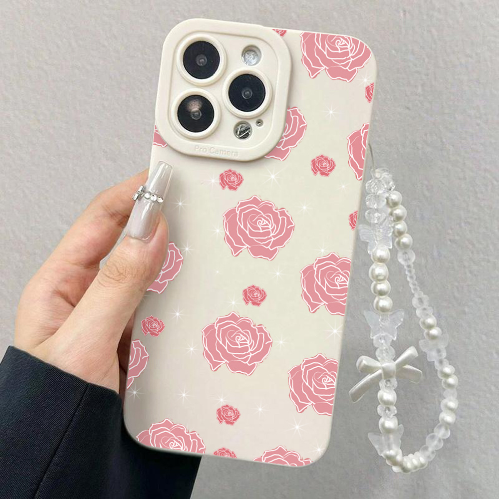 핑크 로즈 INS 손목 스트랩 폰 케이스 (아이폰 17 - Phone Accessories Quotes 리뷰 및 가격